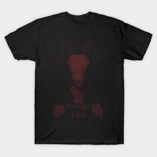 ASCii Savage Girl w/ text (Red) T-Shirt